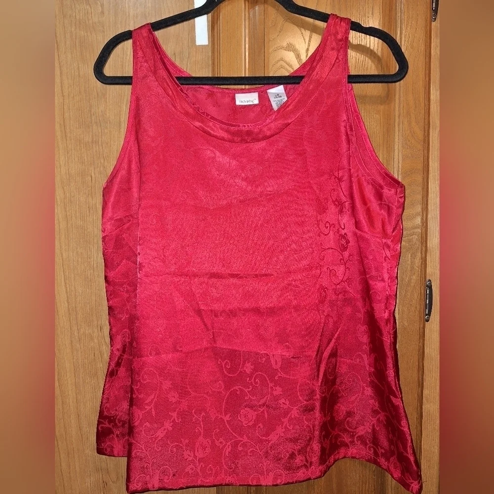 A Set of Enchanted Red Silky ladies pajamas in a large (14-16). EUC.